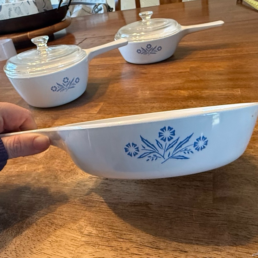 Lot Of 3 Corning Ware Blue Cornflower Stove Tops All With Match Lids - Picture 4 of 13